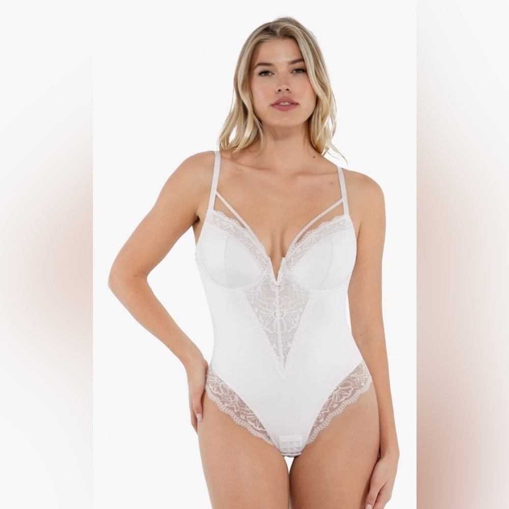 Popilush Shapewear Strappy Tummy Control Lace Inset Bodysuit